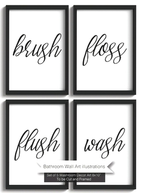 预订 Bathroom Wall Art *: Set of 5 Washroom Decor Art 8x10