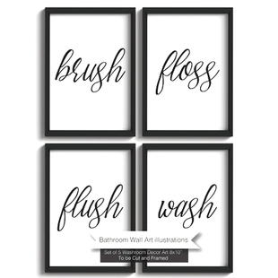 预订 Bathroom Wall Art *: Set of 5 Washroom Decor Art 8x10