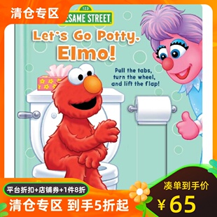 Potty 纸板翻翻书 Street Sesame Elmo Let 学用马桶 英文原版
