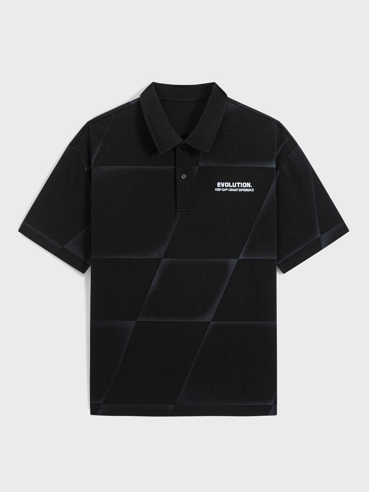 GXG MENS INKJET DESIGN POLO SHIRT MENS LOOSE CASUAL LAPEL SHORT SLEEVE T-SHIRT NEW FOR SUMMER 2024