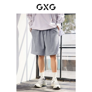 新品 深灰色仿麂皮针织休闲短裤 GXG男装 2022年夏季
