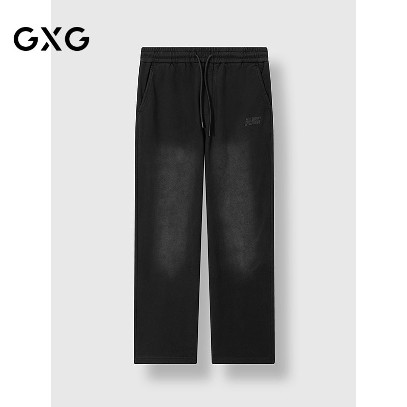 GXG男装 直筒针织休闲裤水洗做旧渐变卫裤通勤长裤 春款