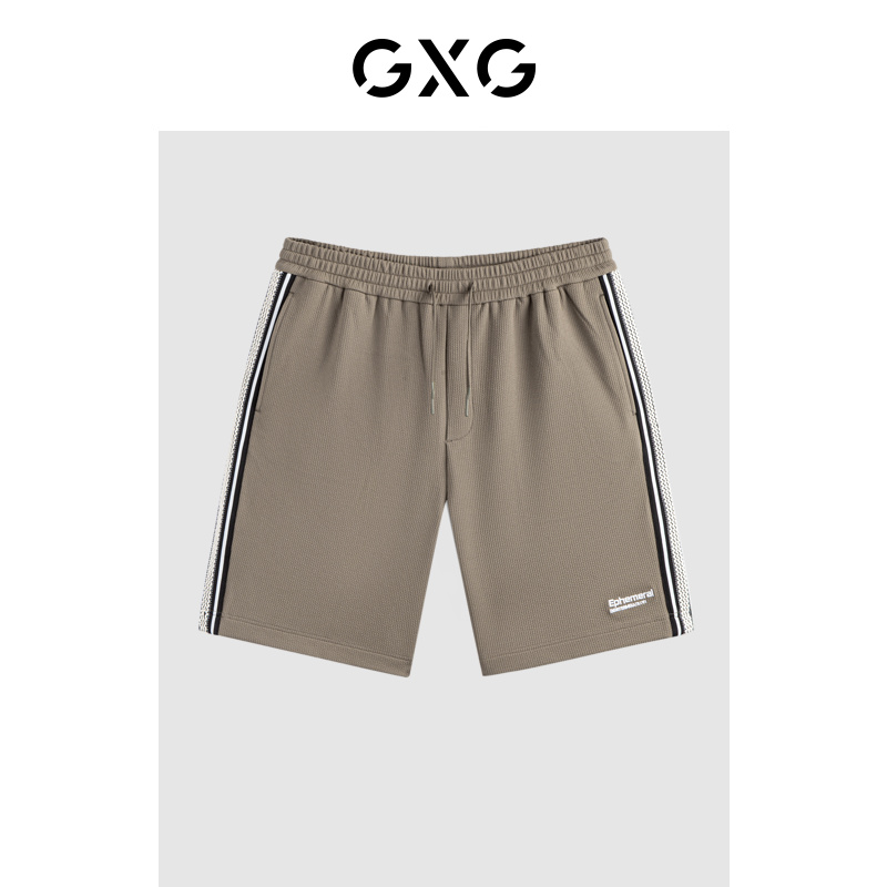 GXG男装 商场同款肌理感休闲短裤织带运动短裤 24年夏G24X222010