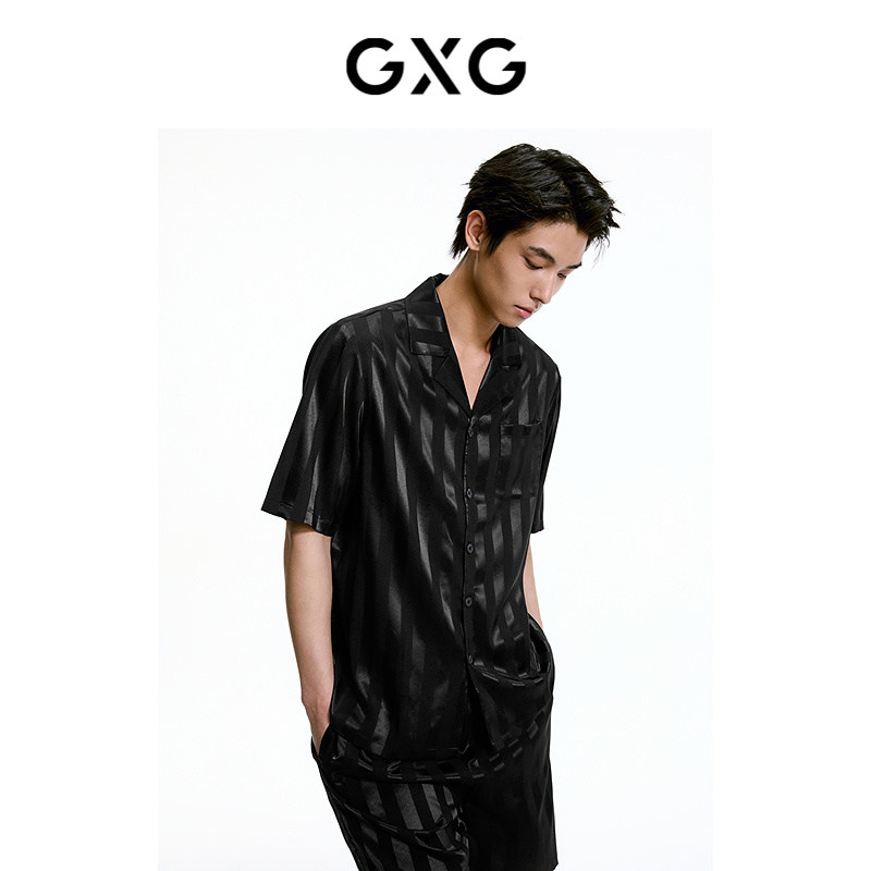 【龚俊心选】GXG男士家居服缎面冰丝T恤睡衣男款短袖短裤情侣套装