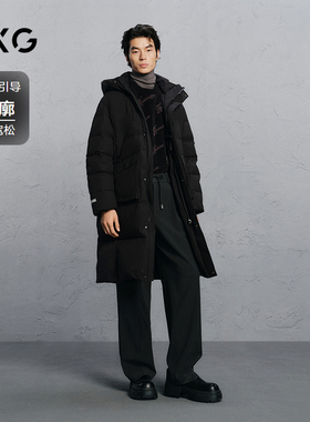GXG男装 商场同款绿色简约长款通勤羽绒服男 24冬新品G24XY14004