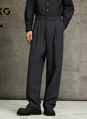 GXG男装 商场同款宽松阔腿西裤男休闲通勤长裤25春新品G25X021014