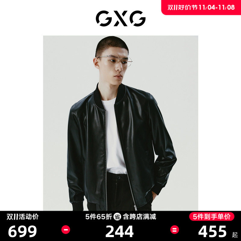 GXG男装  黑色棒球领设计简约夹克皮衣外套男士 23年冬季新品怎么看?