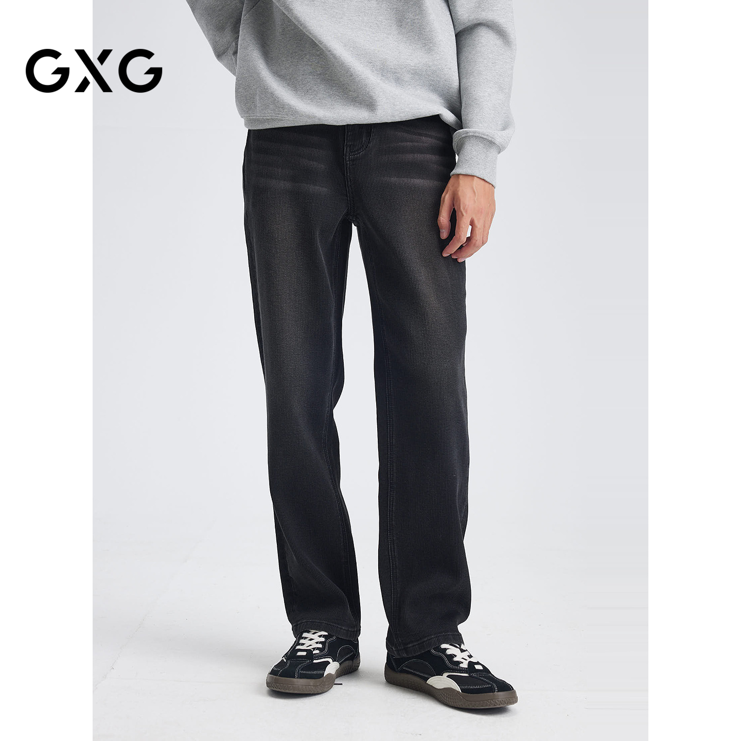 GXG男装 经典修身小脚水洗直筒牛仔裤休闲长裤 25年冬季新品