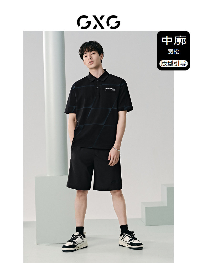 GXG MENS INKJET DESIGN POLO SHIRT MENS LOOSE CASUAL LAPEL SHORT SLEEVE T-SHIRT NEW FOR SUMMER 2024