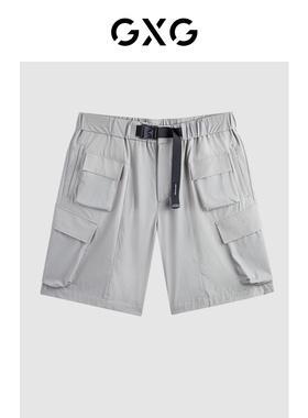 GXG男装 灰绿色口袋工装短裤休闲短裤 24年夏G24X222017