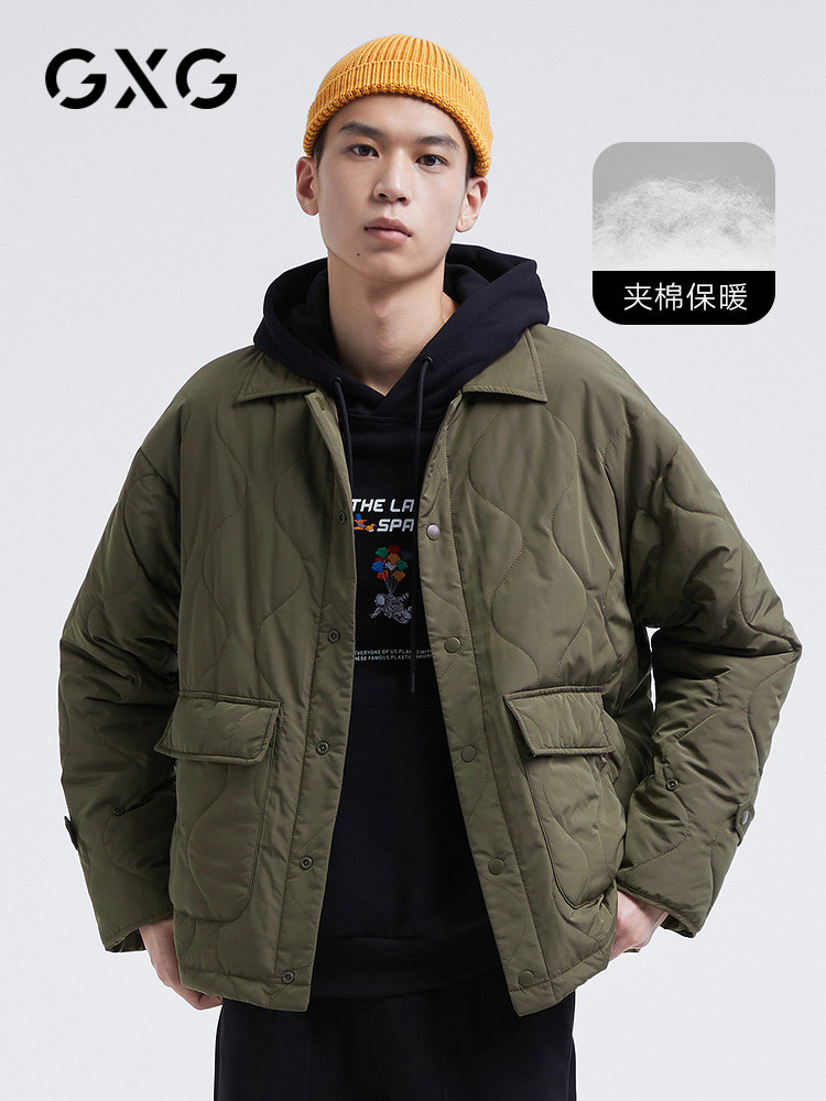GXG men's clothing (life series) 21 years of spring and autumn hot green lapel jacket men's fashion cotton jacket tide