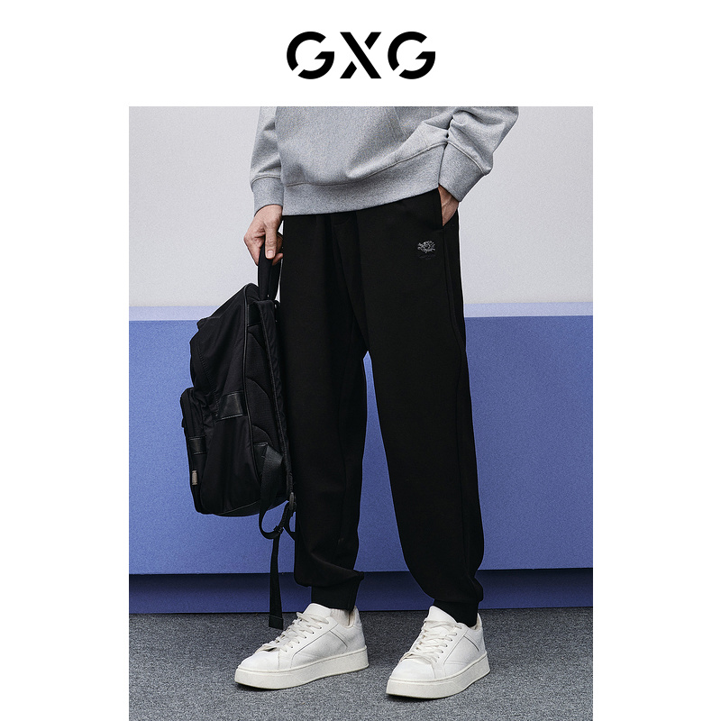 GXG男装 新年系列黑色束脚长裤 24年春季新品GFX10200411