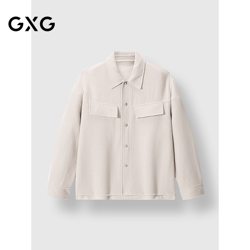GXG男装 廓形肌理面料压线口袋衬衫式短大衣外套 2024冬季新品,男装,毛呢大衣,淘宝优惠券,粉丝福利购,淘宝优惠卷