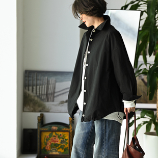 包邮 风衣外套女春装 W20180 式 2026 文艺休闲纯色宽松抽绳A摆衬衫