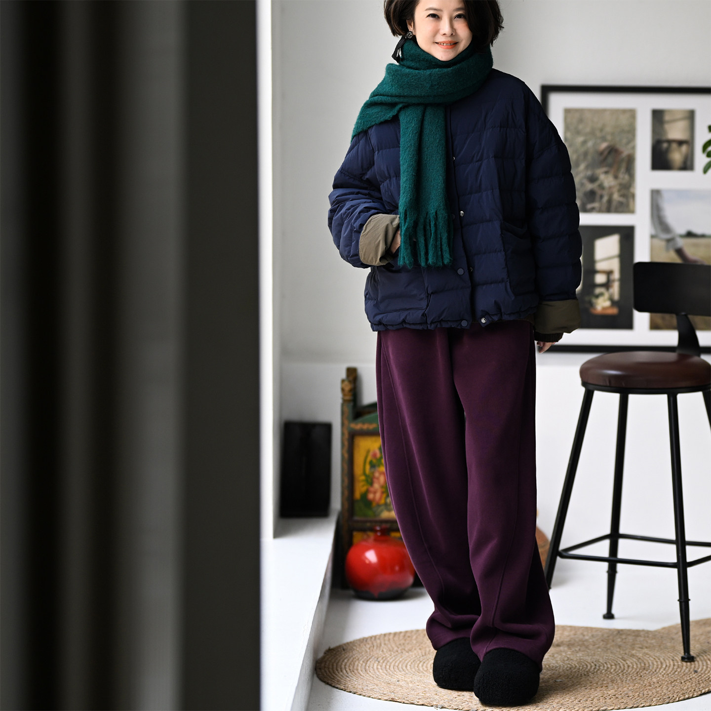 宽松哑光撞色廓形帅气羽绒服