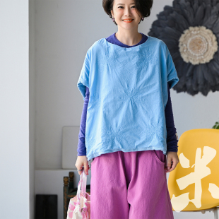 包邮 特 新品 文艺清新叠搭宽松刺绣两面穿套头马甲女2026 V18650