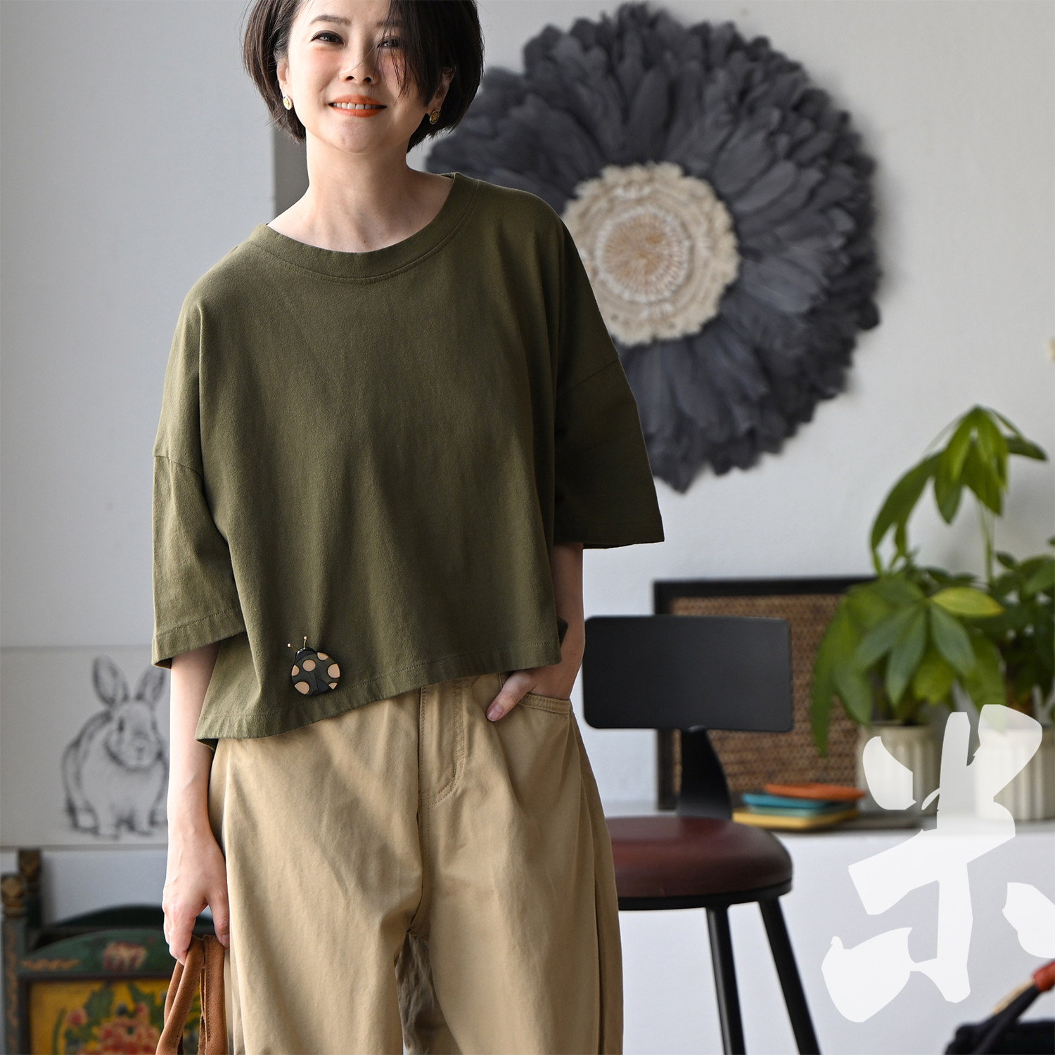 包邮 特●T07000 文艺休闲简约纯棉圆领宽版短款短袖T恤女2026夏