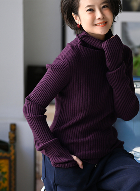 Z23500 通勤简约高领长袖露指纯色素款打底针织衫女秋冬 米兰宣言