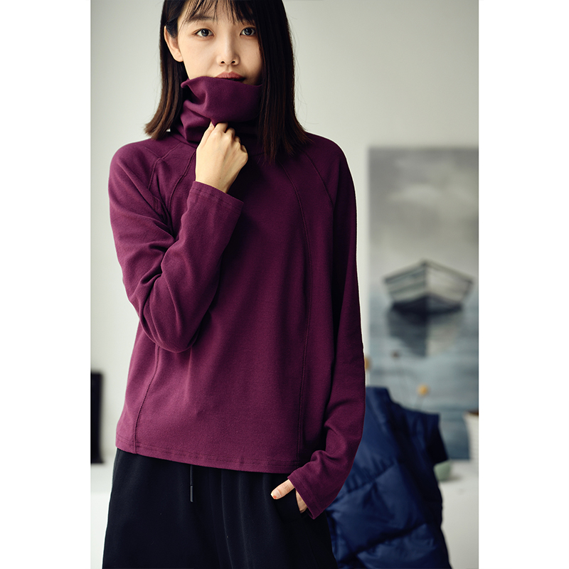 磨毛宽松高领百搭打底长袖T恤女