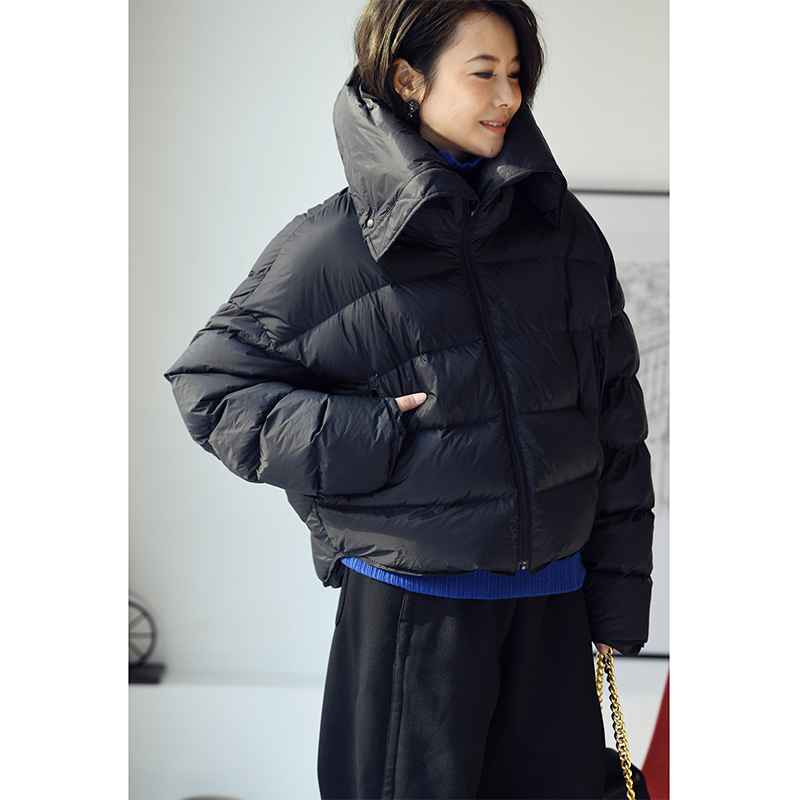 白鸭绒百搭小个子短款高领羽绒服