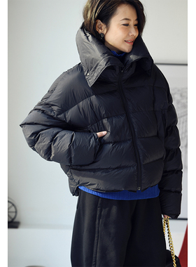 特●Y8089C韩版时髦保暖白鸭绒宽松廓形短款高领羽绒服女米兰宣言