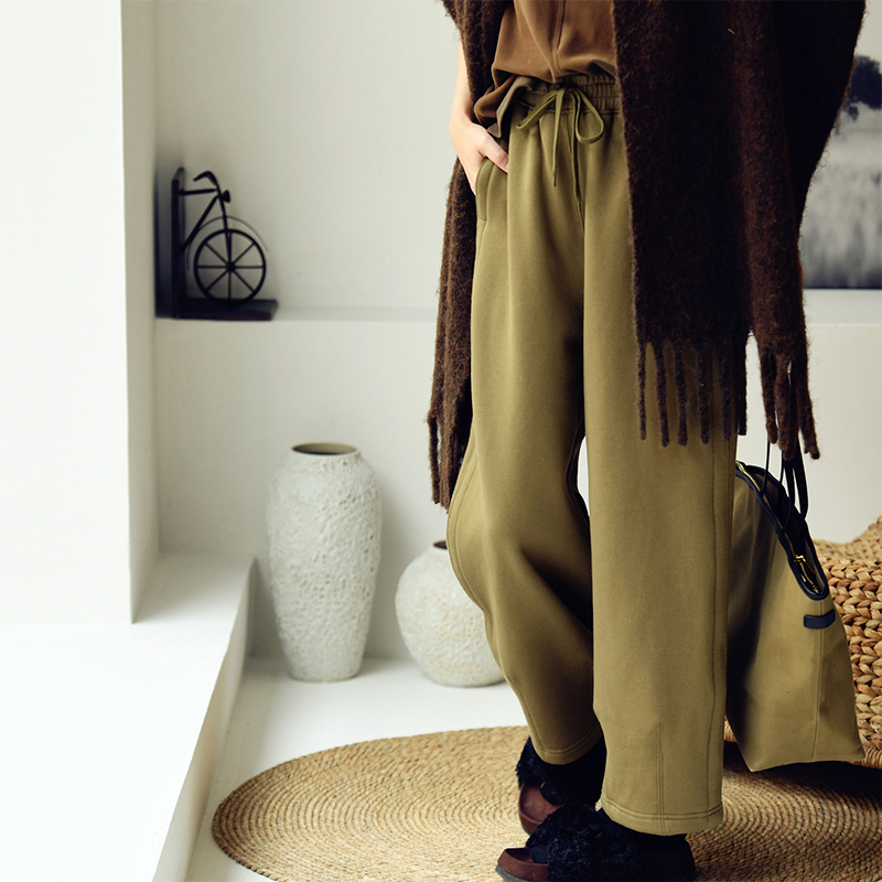 宽松慵懒高腰加绒加厚休闲卫裤