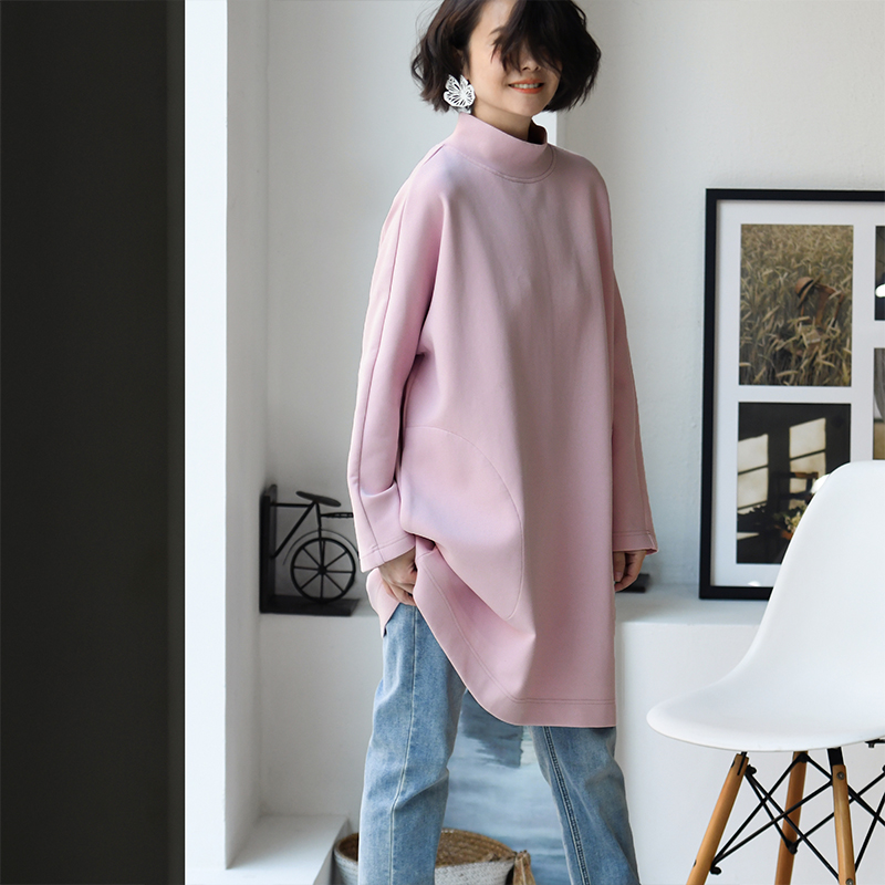 L24001休闲简约纯色长袖连衣裙