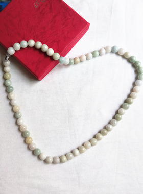 缅甸A货翡翠绿色冰糯种多圈手串