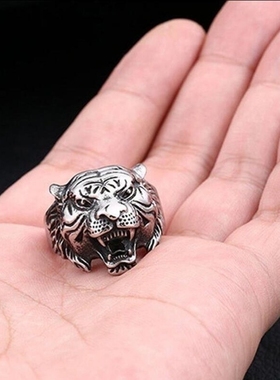 复古合金男士戒指 欧美个性老虎头合金指环 合金铸造款