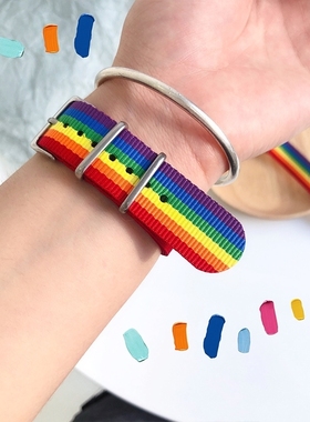 彩虹手环学生闺蜜户外时尚彩色运动情侣个性炫酷篮球手环腕带