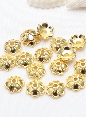diy饰品配件金色雪花片包金小花隔珠串珠真空电镀梅花片隔片