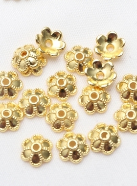 金属雪花片花帽镂空花瓣diy手链隔珠串珠花托隔片沙金配件