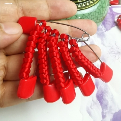 婴幼儿童宝宝红色G型安全别针手工编织红绳金刚结胸针挂件