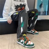 @喷墨涂鸦个性直筒裤牛仔裤韩版潮流宽松拖地裤NZ235-P48，男装牛仔裤，星座223（原229-2）