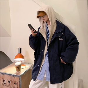 港风 假两件连帽炸街宽松棒球服夹克开衫外套     JK304-P65图片