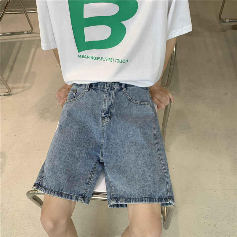 @港风2025夏季牛仔短裤男简约百搭五分直筒裤潮牌DK005-P35,男装牛仔裤,星座223（原229-2）
