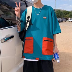 @港风  2025夏季欧美机能风宽松ins潮嘻哈短袖T恤 DT06-P35图片