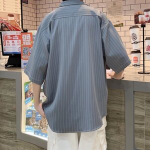 @港风   痞帅条纹衬衣港风复古宽松很仙的上衣潮男生  CS113-P35图片