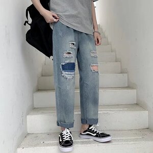 @港风  青少年破洞牛仔裤韩版潮流潮男春夏季乞丐裤 NZ236-P40图片