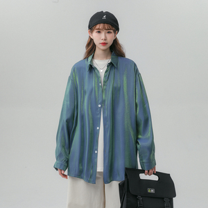 中性风大码 春装新款炫彩渐变长袖衬衫男女 C2023/P45图片