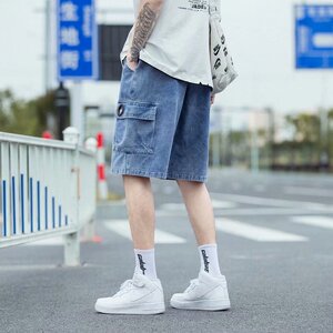 @日系大码 M-5XL工装牛仔裤男大码款直筒五分短裤DK038-P40图片