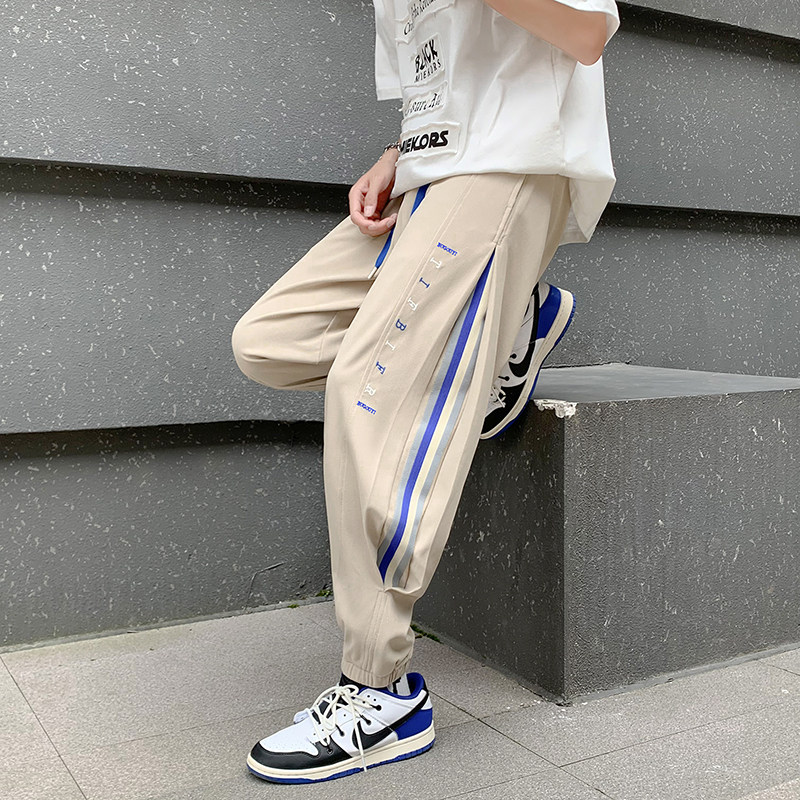 @港风  条纹织带束脚裤男休闲百搭潮牌运动裤NZ258-P40图片