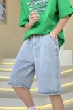 @港风M-5XL夏季宽松直筒牛仔短裤男浅色五分裤工装裤DK022-P35，男装牛仔裤，星座223（原229-2）