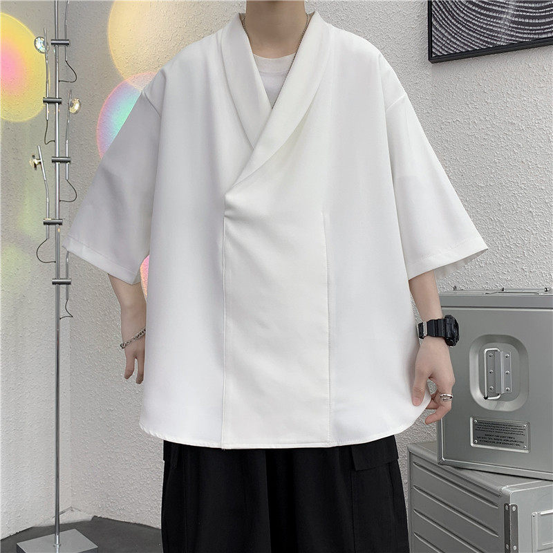 @港风男士V领短袖衬衫冰感五分袖衬衣夏季汉服CS116-P40,男装T恤,星座223（原229-2）