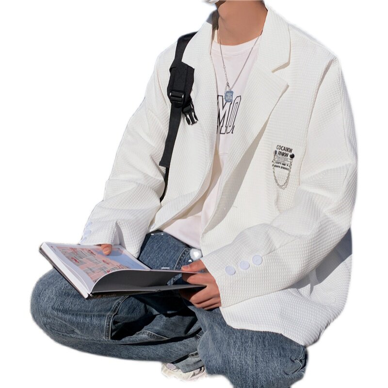 @港风华夫格西装男春季外套设计感小众西服XF6516-P55,男装西服套装,星座223（原229-2）