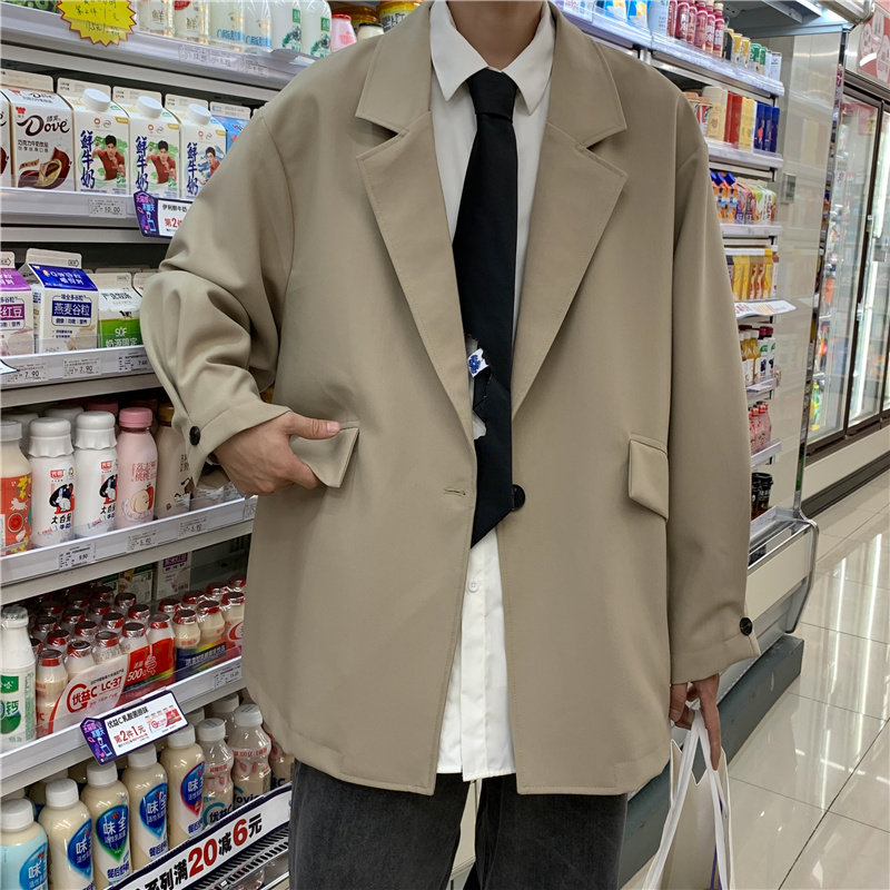 @港风潮流休闲西装男秋季新款西服宽松百搭外套XF6514-P55,男装西服套装,星座223（原229-2）