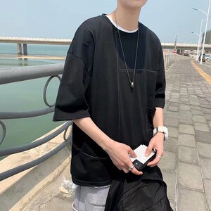 @港风   不规则短袖T恤青少年男生夏季半袖体恤衫 DT08-P28图片