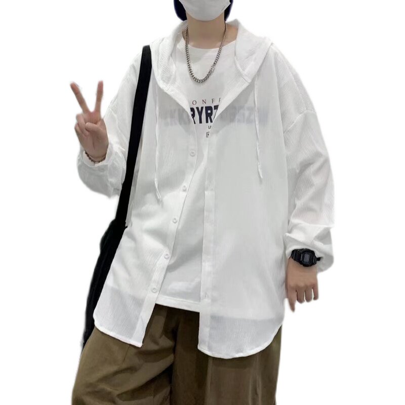 @港风夏季薄款透气防晒衣男宽松连帽开衫夹克潮流外套CS133-P40,男装防晒衣,星座223（原229-2）