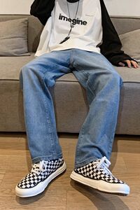 @港风 秋季简约百搭牛仔裤男潮牌宽松直筒长裤NZ173-P45图片