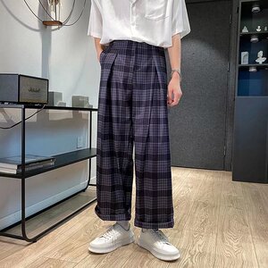 @港风  夏季潮牌ins直筒格子裤长裤阔腿裤 NZ273-P40图片